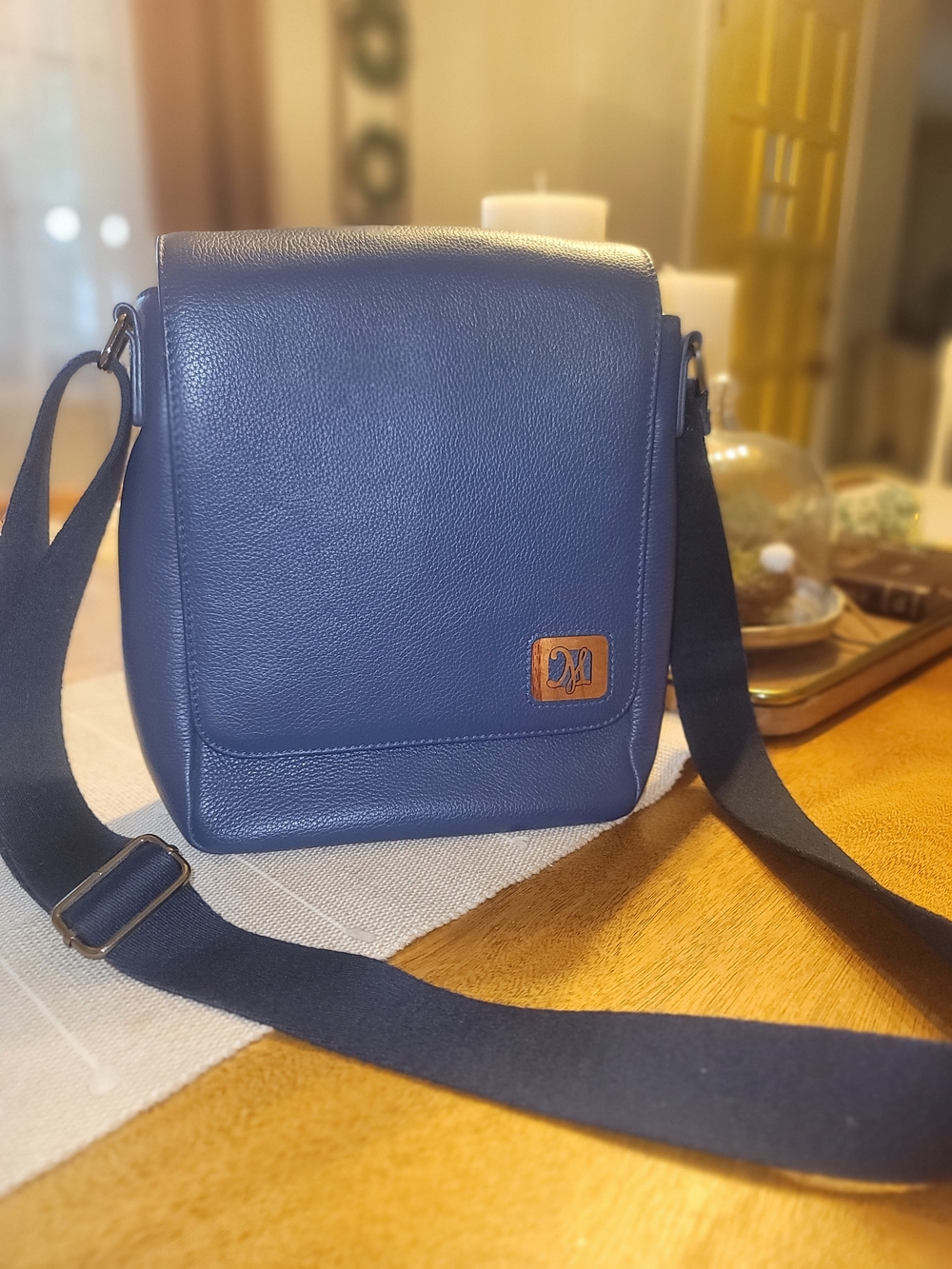 Rare/Premium Martin & MacArthur Leather Blue Crossbody Bag/purse